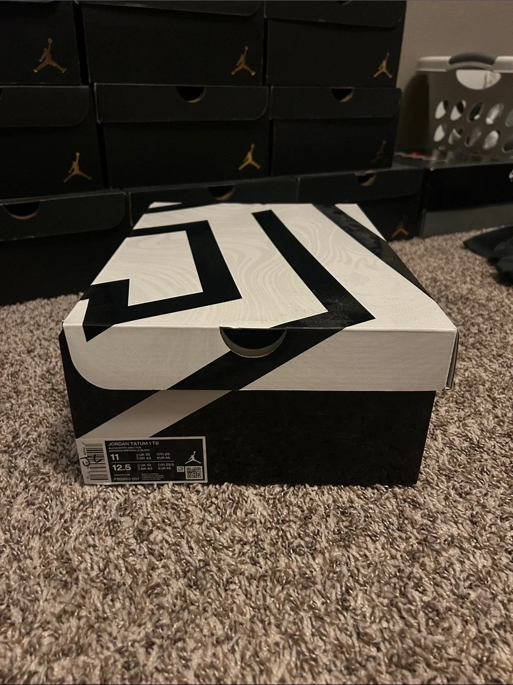 Empty Nike Jordan Tatum 1 TD Black & White Shoe Box